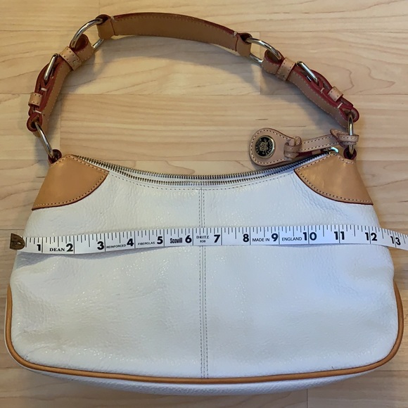 Dooney & Bourke White Pebbled Leather Hobo Bag Contrasting Pink Leather Trim - Picture 6 of 15